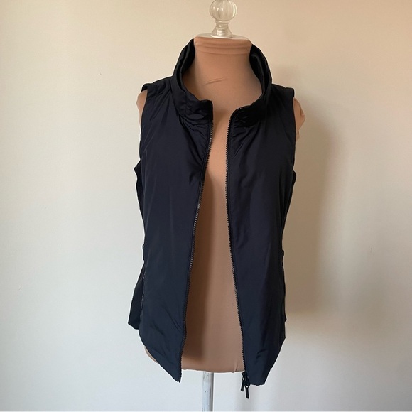 Lafayette Mixed Media Ribbed Side Full Zip Layered Mock Neck Zip Front Vest XS - Picture 5 of 11
